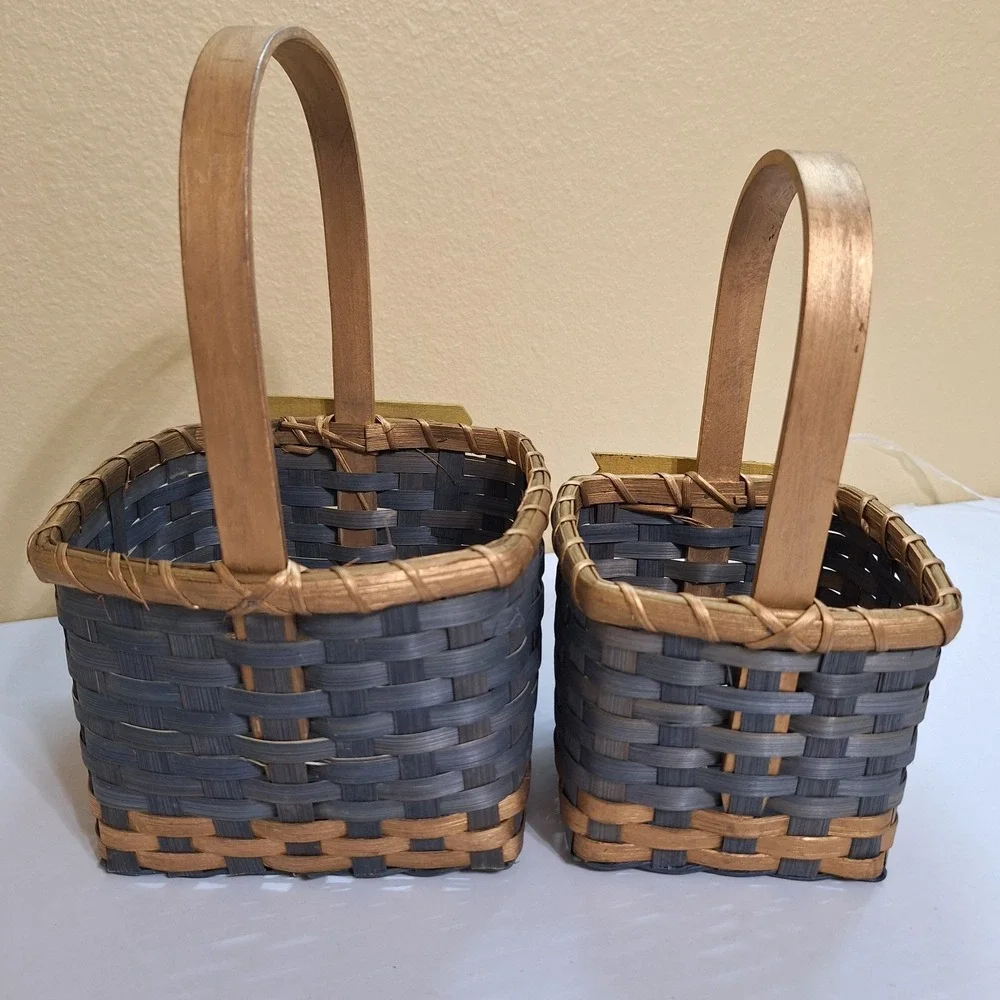 2 Vintage Woven‎ Gift Basket Angel Decor Handmade Grandmacore Gather